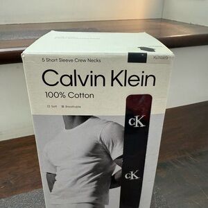 NWT 5-Pack Calvin Klein Black Cotton Crew Neck Tees New in box Size XL
